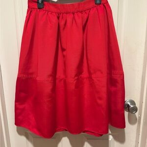 Express Red Pleated A-Line Midi Skirt